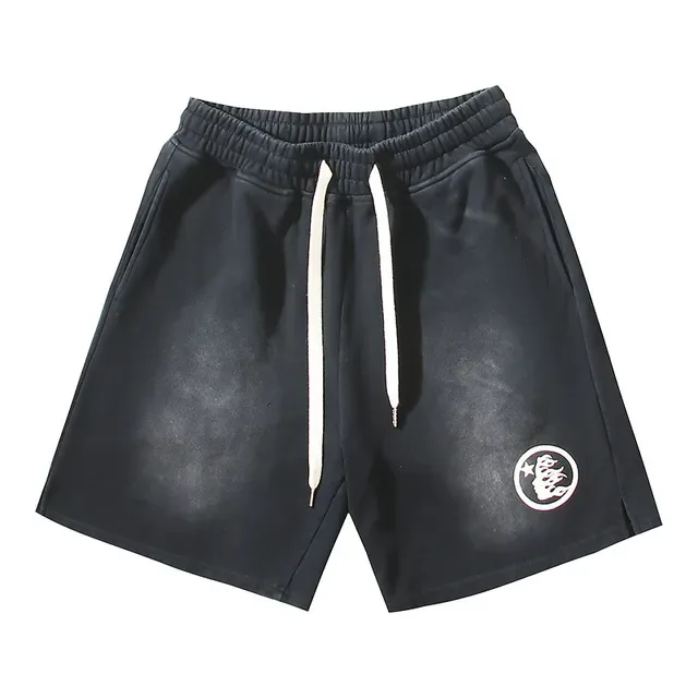 Faded Wash Elastic Waist Drawstring Shorts 2