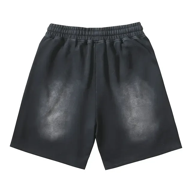 Faded Wash Elastic Waist Drawstring Shorts 3