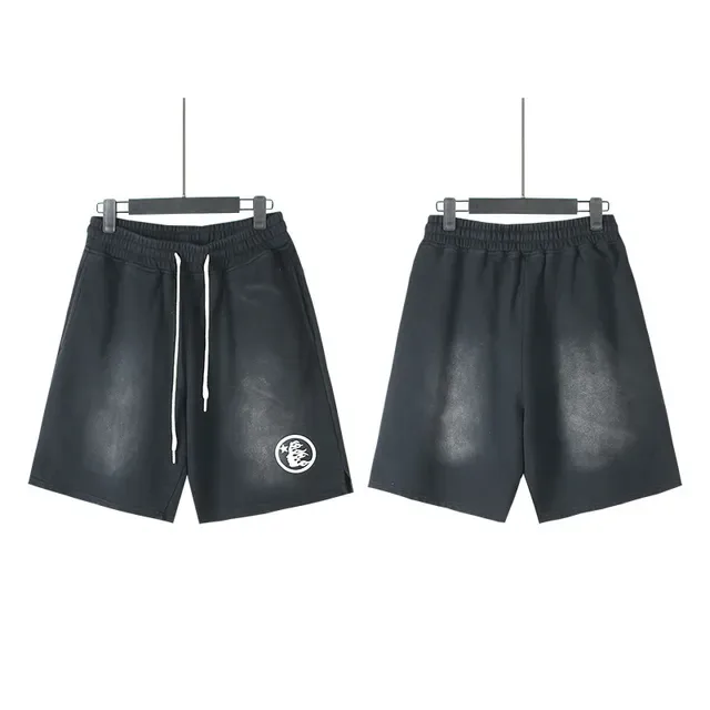 Faded Wash Elastic Waist Drawstring Shorts 4