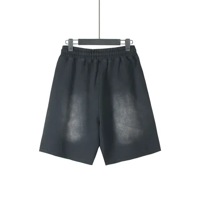 Faded Wash Elastic Waist Drawstring Shorts 6
