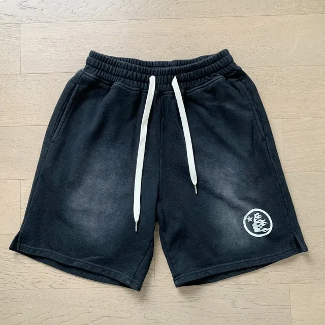 Faded Wash Elastic Waist Drawstring Shorts 7