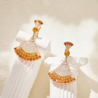 Fan-Shaped Gradient Gemstone Pavé Earrings