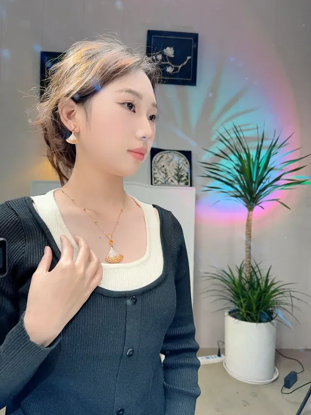 Fan-Shaped Gradient Gemstone Pavé Earrings 5
