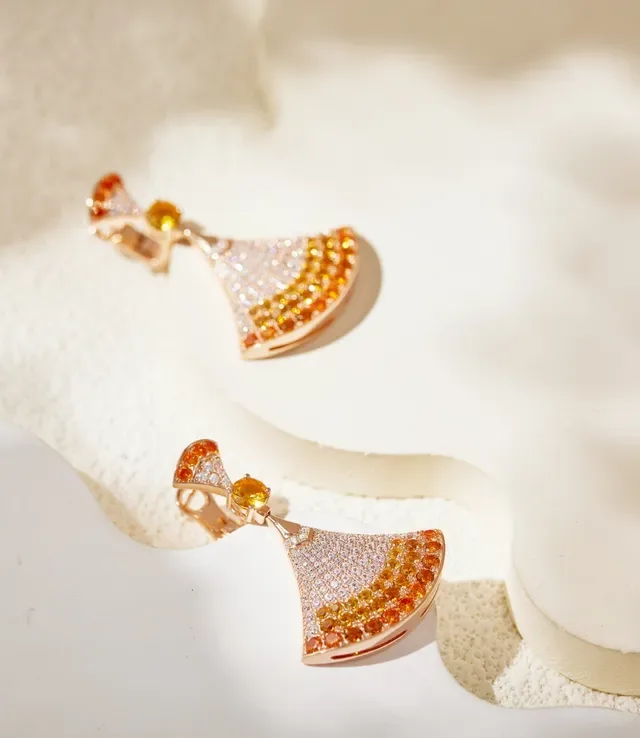 Fan-Shaped Gradient Gemstone Pavé Earrings 7
