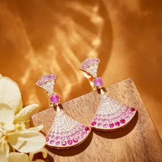 Fan-Shaped Pavé Gemstone Drop Earrings