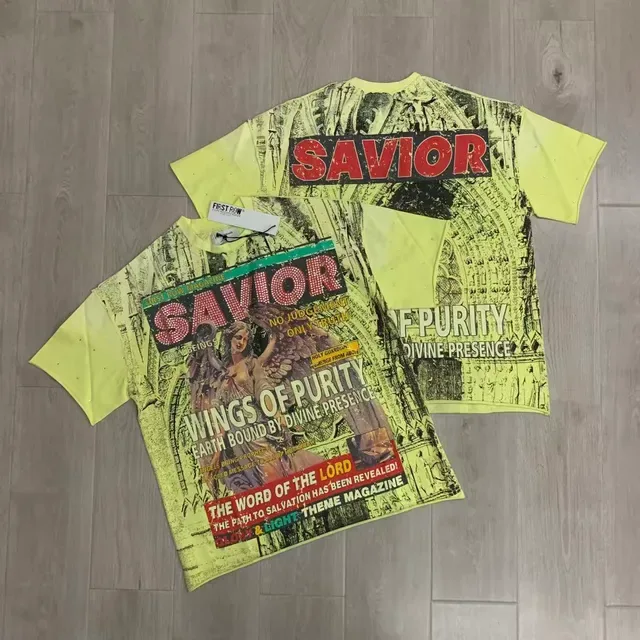 FIRST ROW Magazine Cover Graphic Print Yellow T-Shirt 4