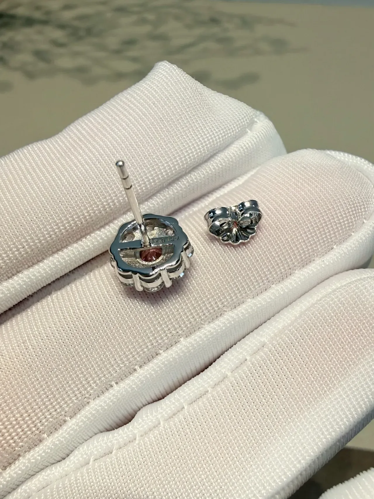 Floral Halo Cluster Pink and Clear Stone Stud Earrings 8