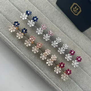 Flower-Shaped Multi-Gemstone Stud Earrings