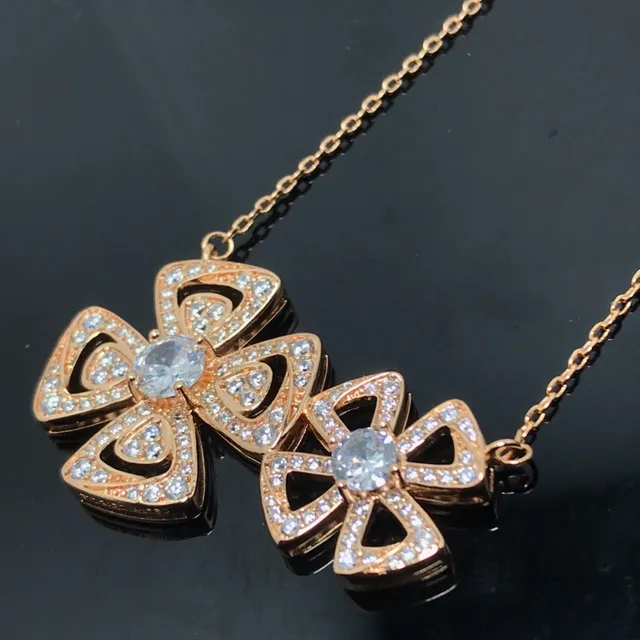 Flower-Shaped Pave Crystal Pendant Necklace 6