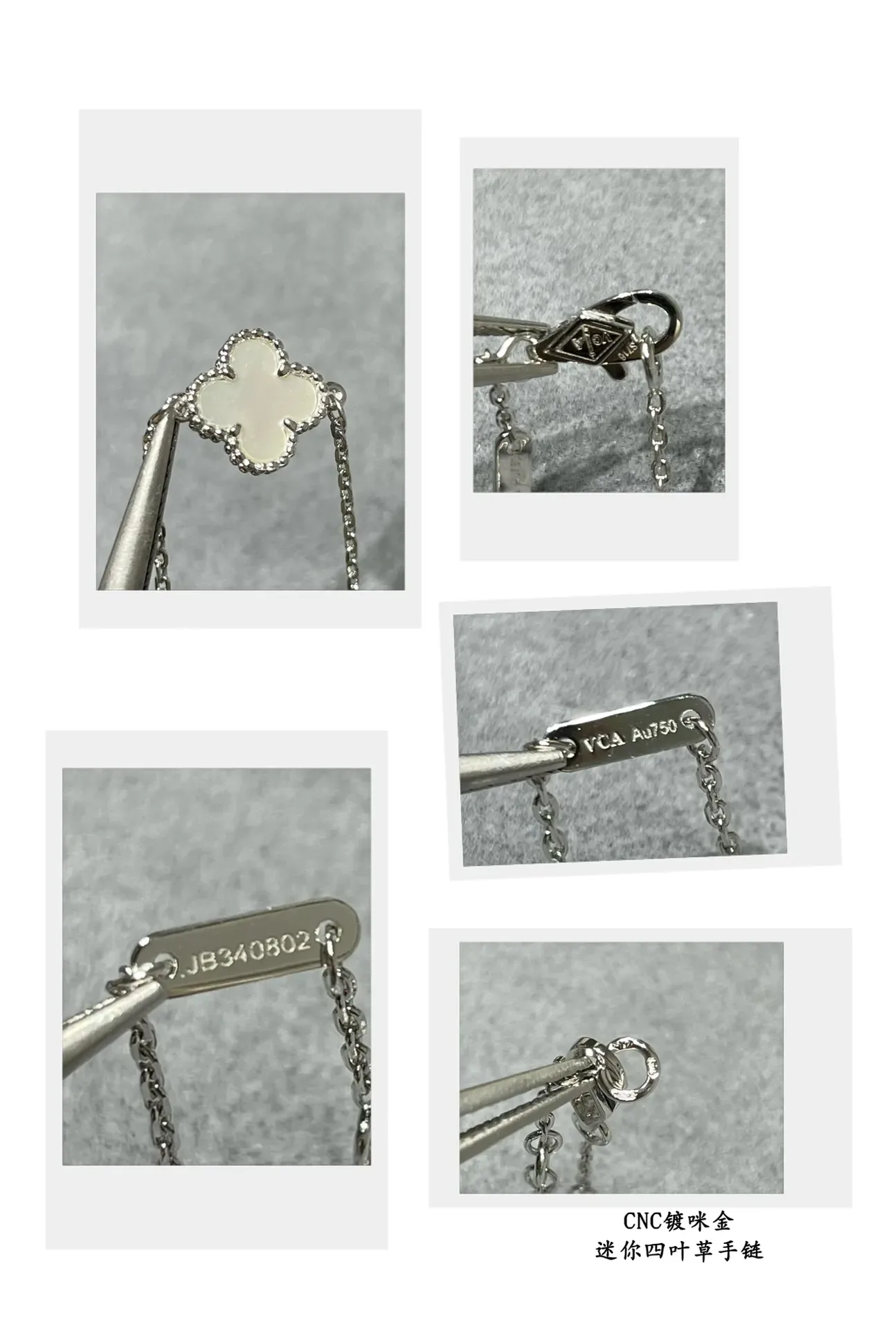 Four-Leaf Clover Bracelet Gold White Pendant Fine Link Chain Bracelet 6