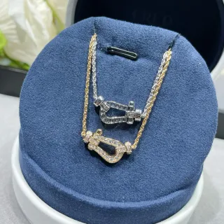 Fred Force 10 ذهب فضة Pavé-Diamond Shackle Pendants قلادة بناء ثنائي اللون