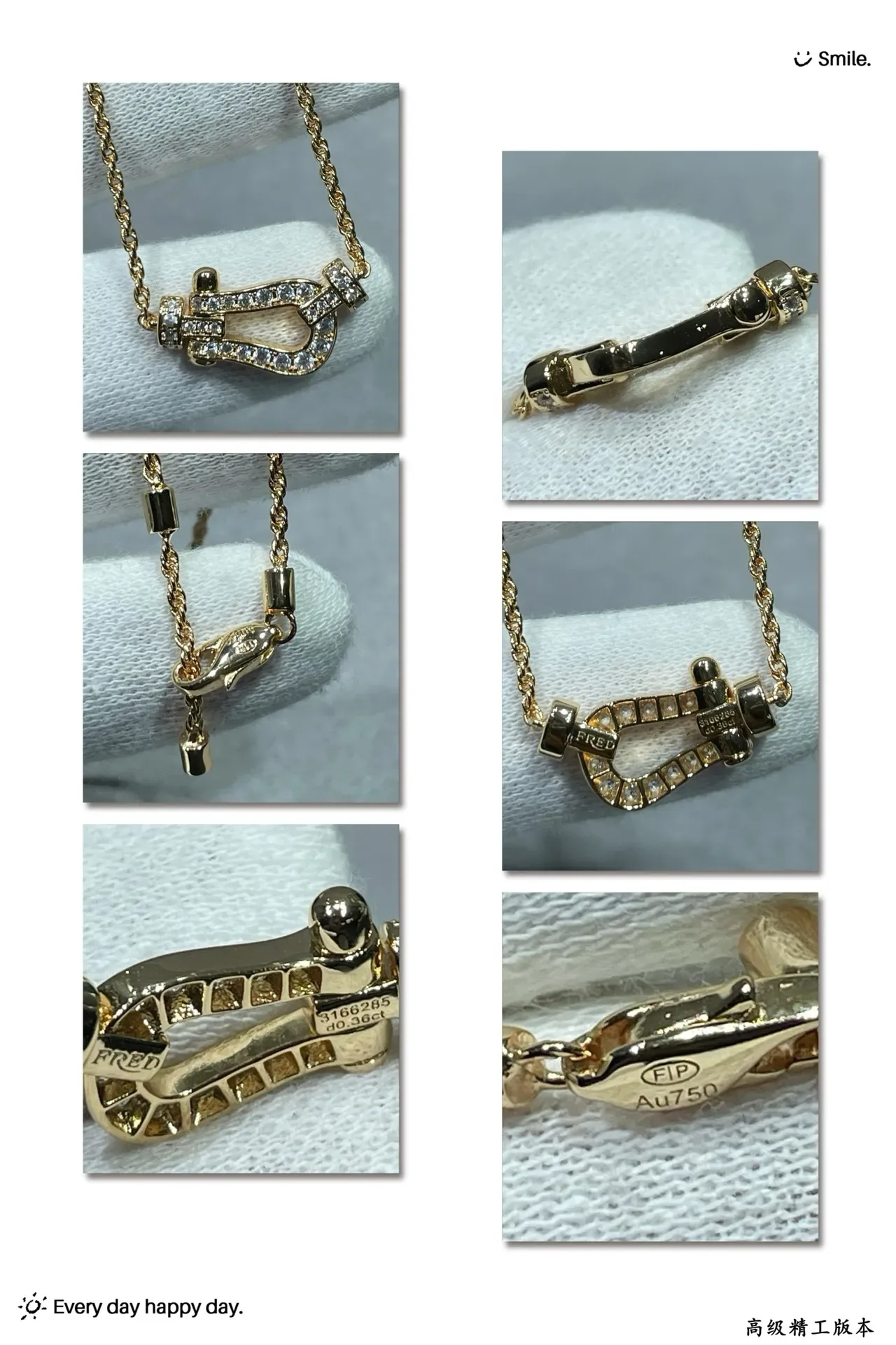 Fred Force 10 Gold Silver Pavé-Diamond Shackle Pendants Dual-Tone Construction Necklace 2