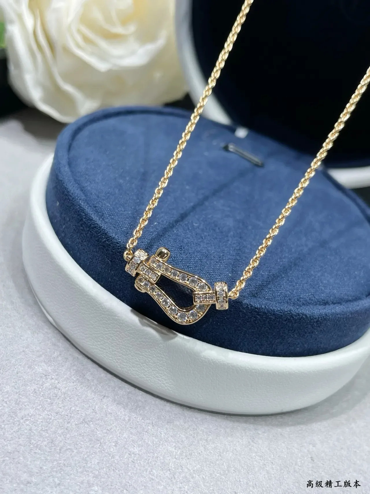 Fred Force 10 Gold Silver Pavé-Diamond Shackle Pendants Dual-Tone Construction Necklace 6