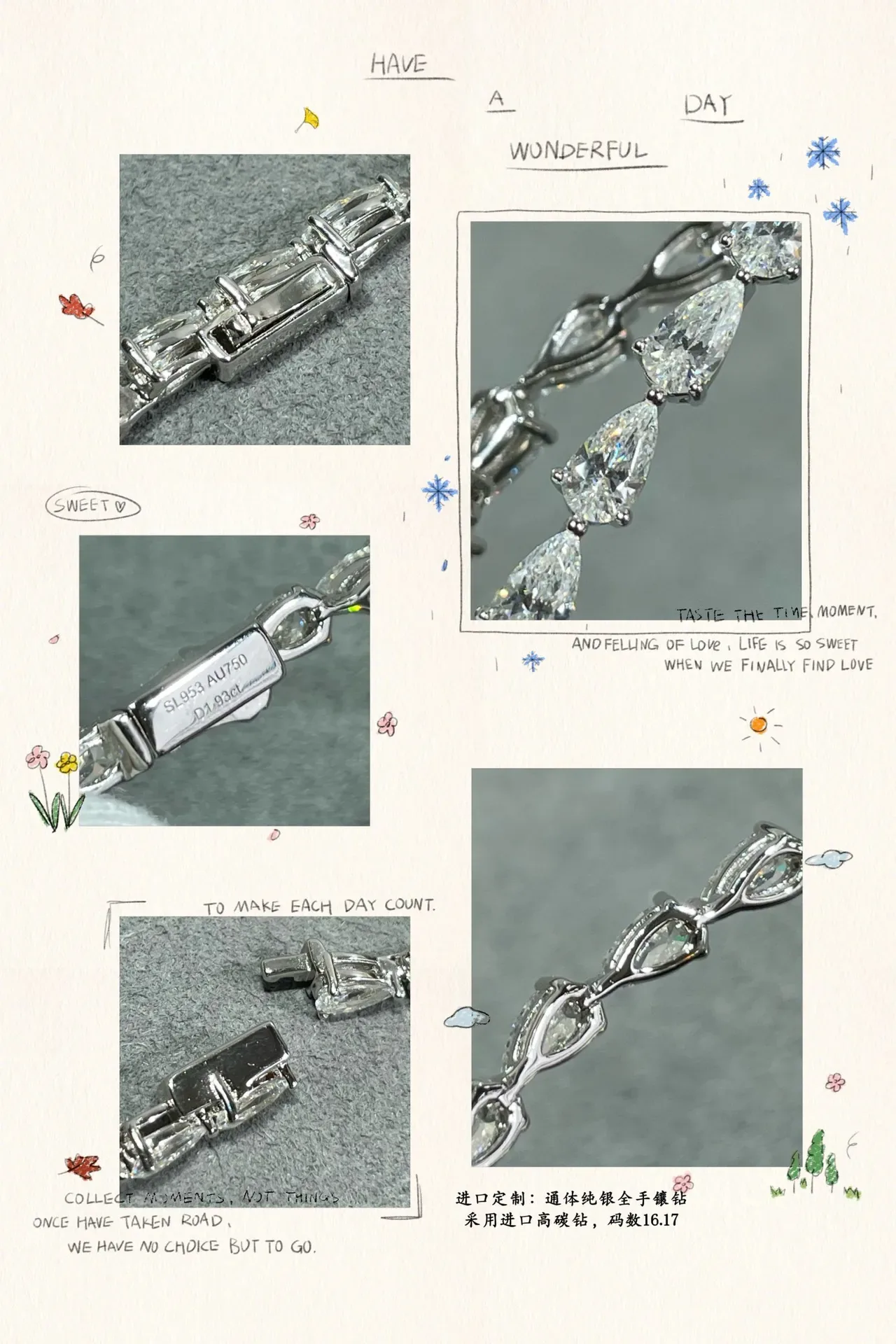 Full-Stone Pear and Baguette Cut Link Bracelet 2