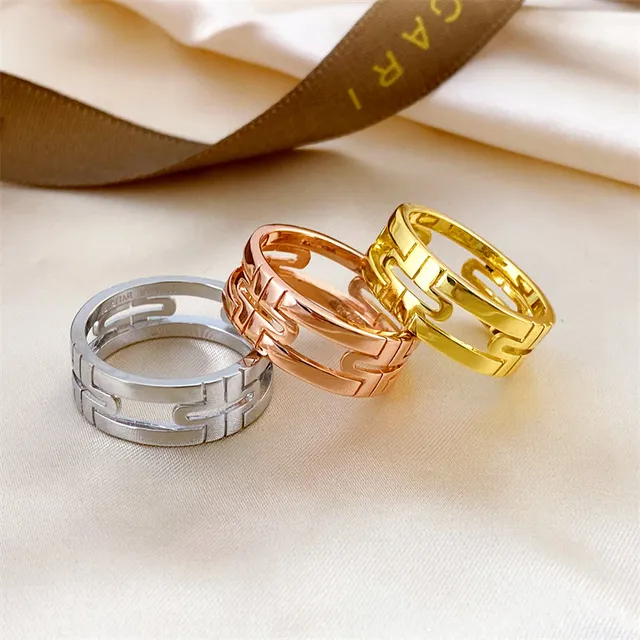 Geometric Cutout Dual-Band Polished Rose Gold Ring 2