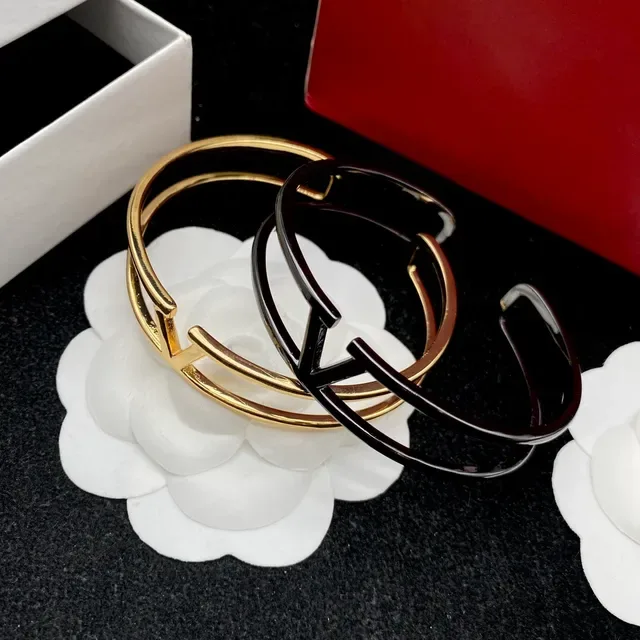 Gold and Black Polished Open Cuff Bracelets 3