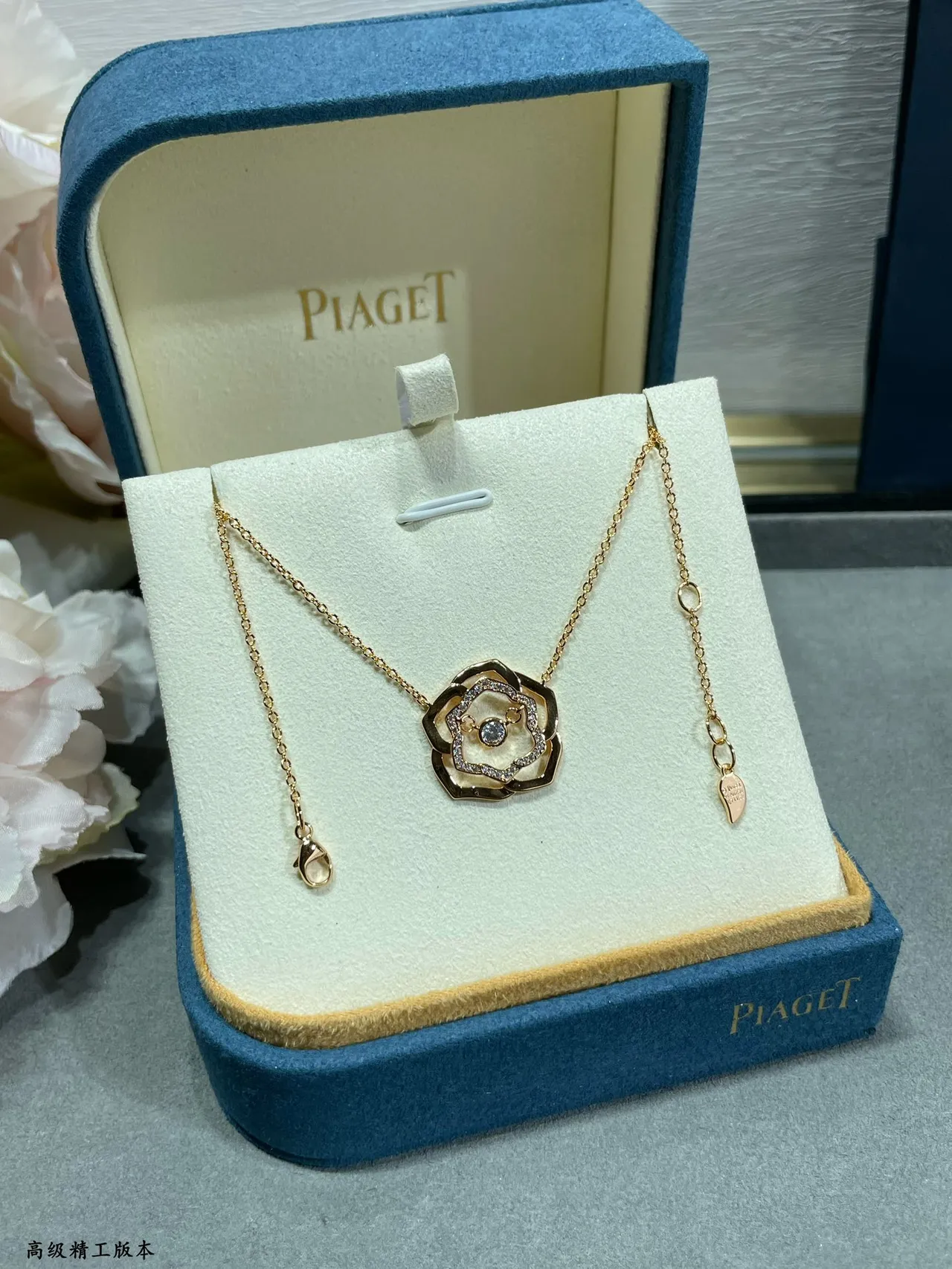 Gold and Silver Floral Openwork Pavé Crystal Pendant Necklaces 8