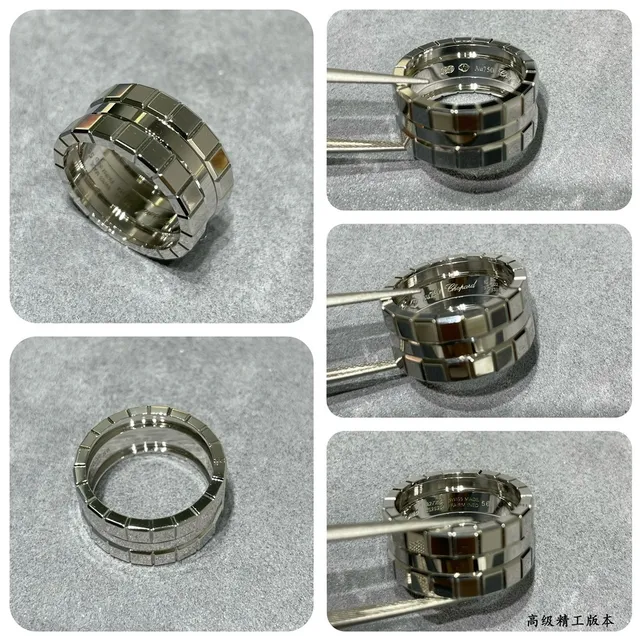 Gold and Silver Tone Block-Link Pavé Stone Rings 2