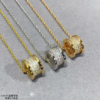 金银色调 Pavé 桶形吊坠项链
