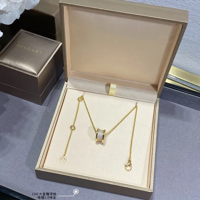 Gold and Silver Tone Pavé Barrel Pendant Necklaces 5