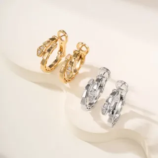 Gold and Silver Tone Segmented Pavé Hoop Earrings