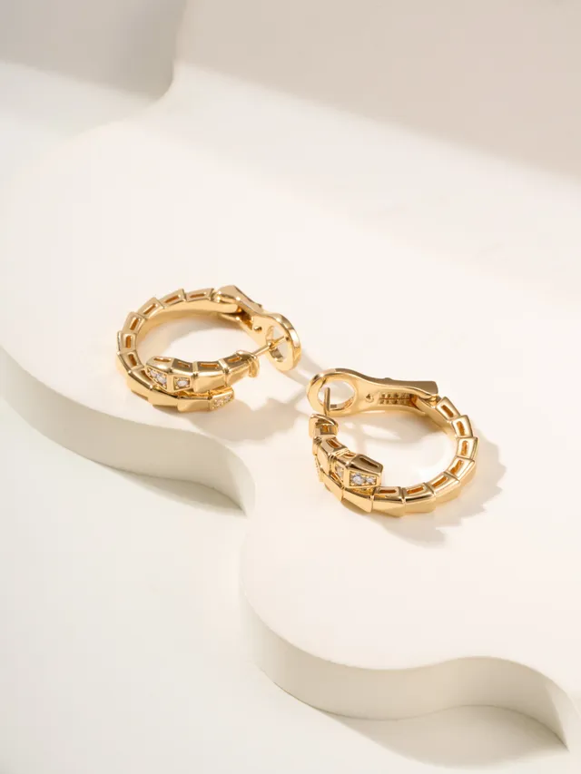 Gold and Silver Tone Segmented Pavé Hoop Earrings 9