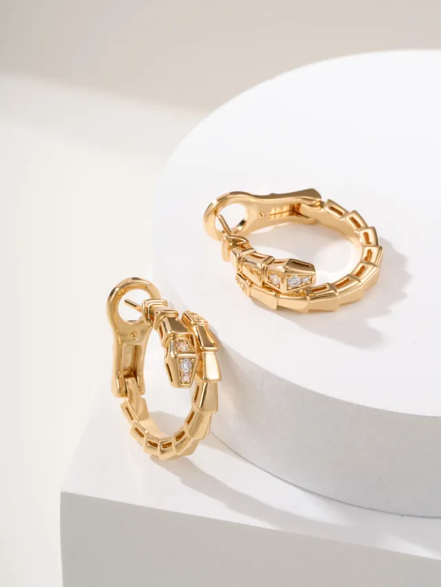 Gold and Silver Tone Segmented Pavé Hoop Earrings 13