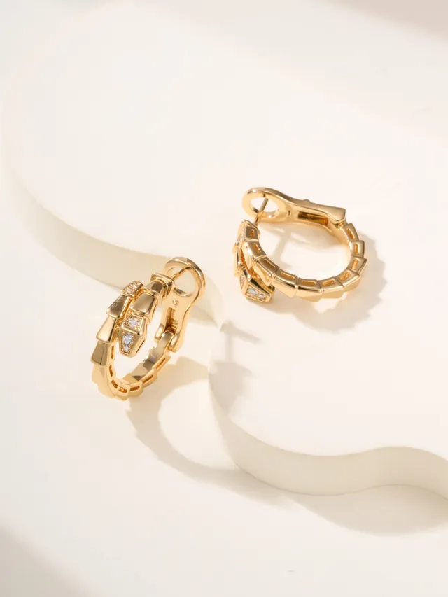Gold and Silver Tone Segmented Pavé Hoop Earrings 14