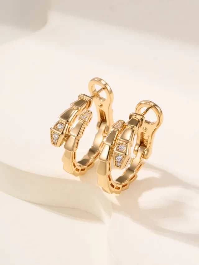 Gold and Silver Tone Segmented Pavé Hoop Earrings 16