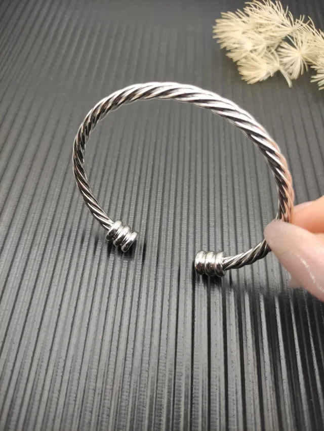 Gold and Silver Twisted Cable Cuff Bracelets 2
