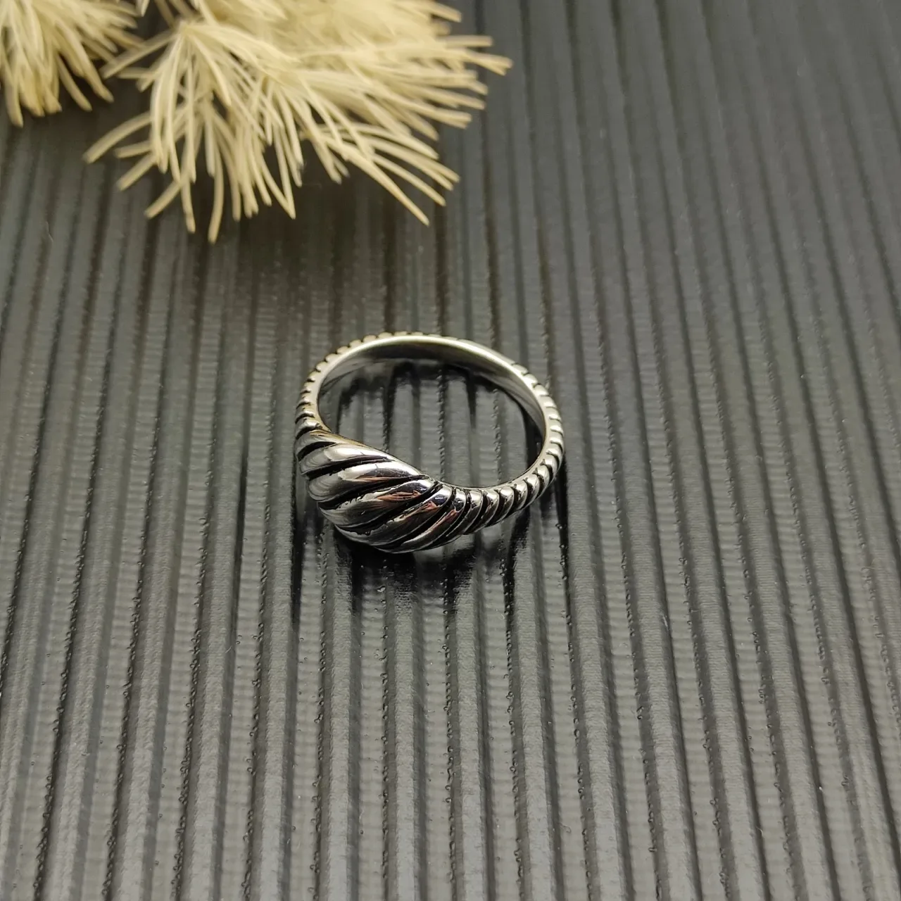 Gold and Silver Twisted Ribbed Sculpted Rings 5