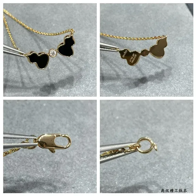 Gold Black Chain Enamel Double-Heart Pendant Necklace 3