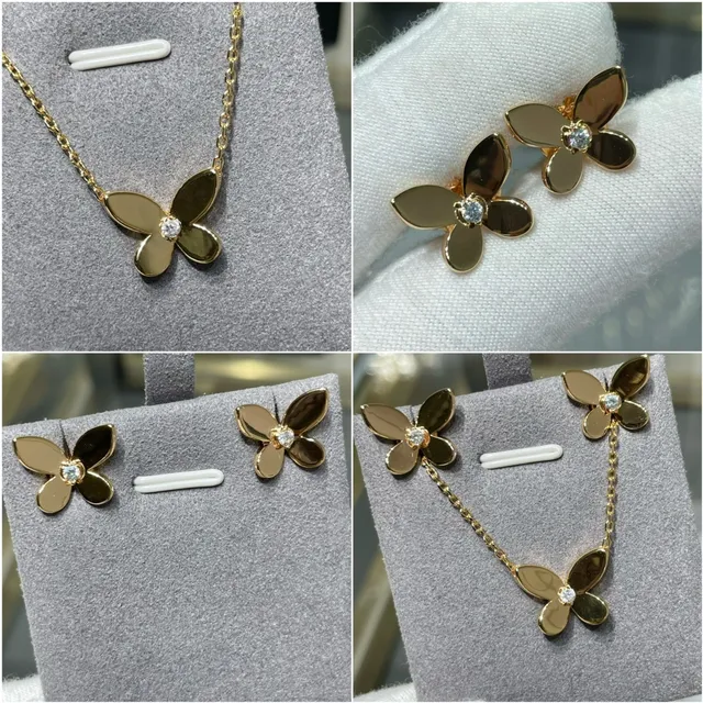 Gold Brown Flower-Shaped Five-Petal Earrings 2