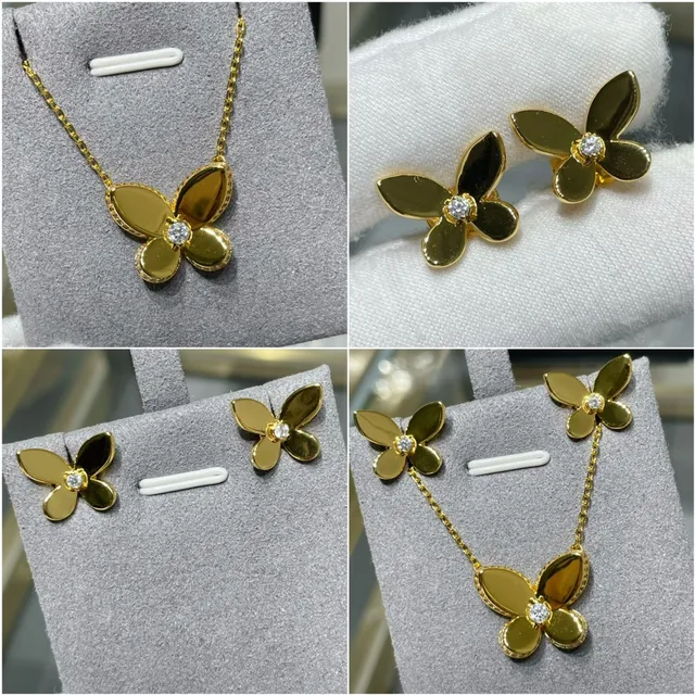 Gold Brown Flower-Shaped Five-Petal Earrings 3