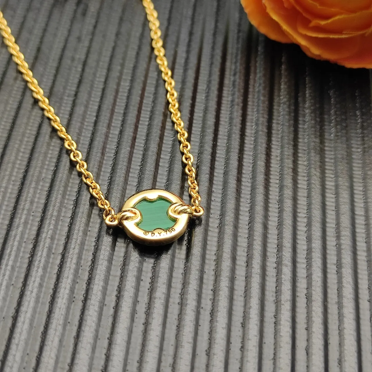 Gold Green Chain Link Malachite Cabochon Bracelet 6