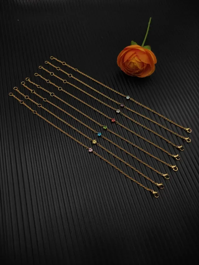 Gold Green Rope Chain Single Faceted Gemstone Bracelet 5