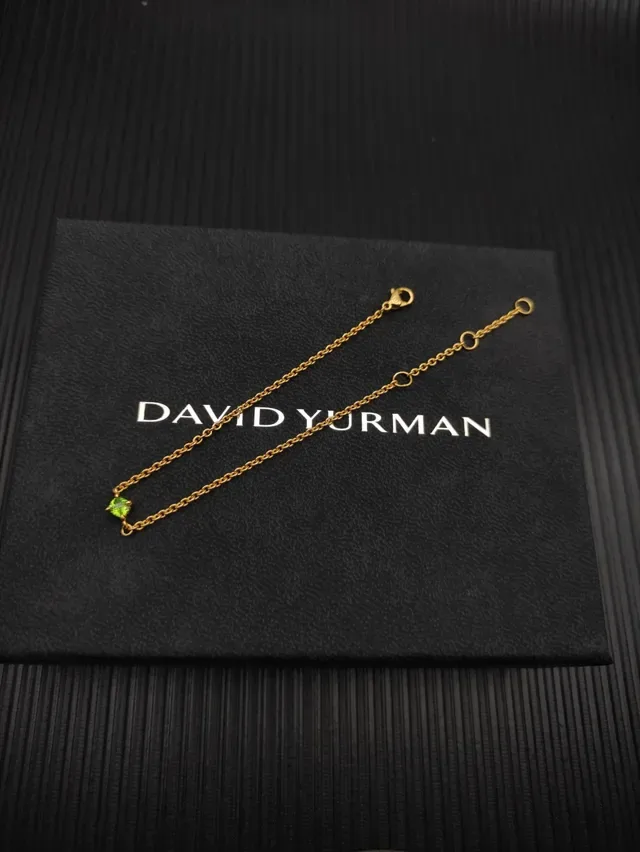 Gold Green Rope Chain Single Faceted Gemstone Bracelet 6