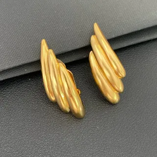 Gold Layered Elongated Teardrop Sculptural Earrings