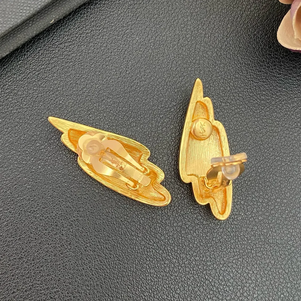 Gold Layered Elongated Teardrop Sculptural Earrings 3