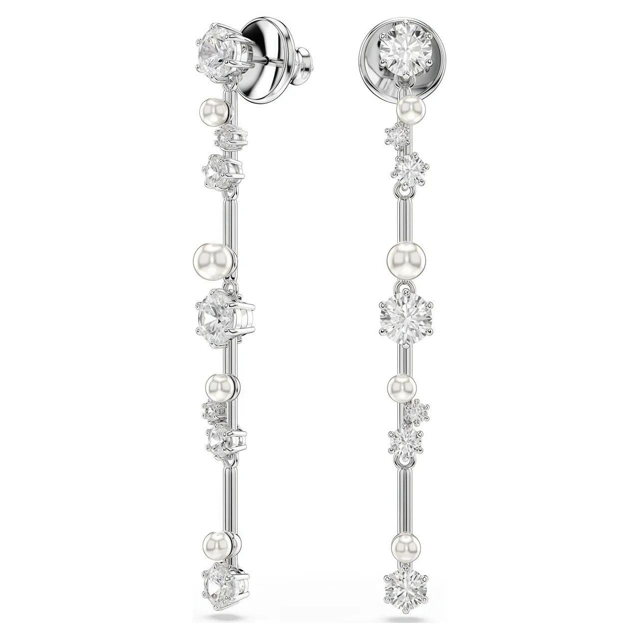 Gold Pink Multi-Stone Cascade Round Bezel-Set Gems Earrings 11
