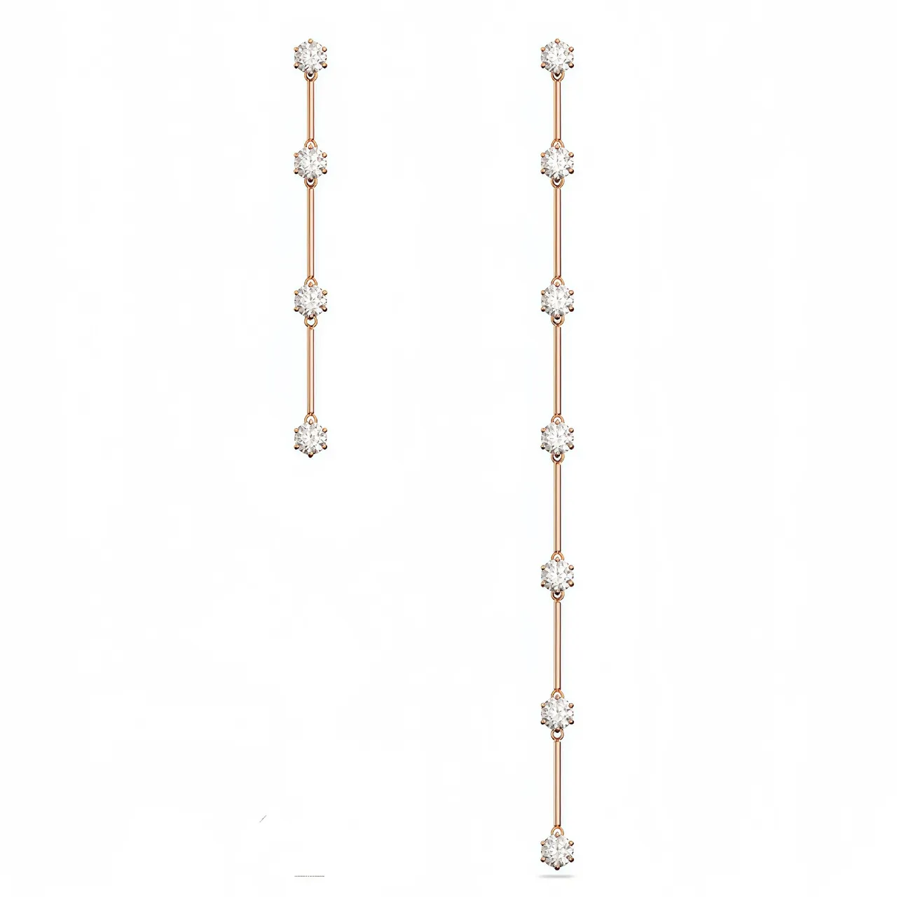 Gold Pink Multi-Stone Cascade Round Bezel-Set Gems Earrings 14