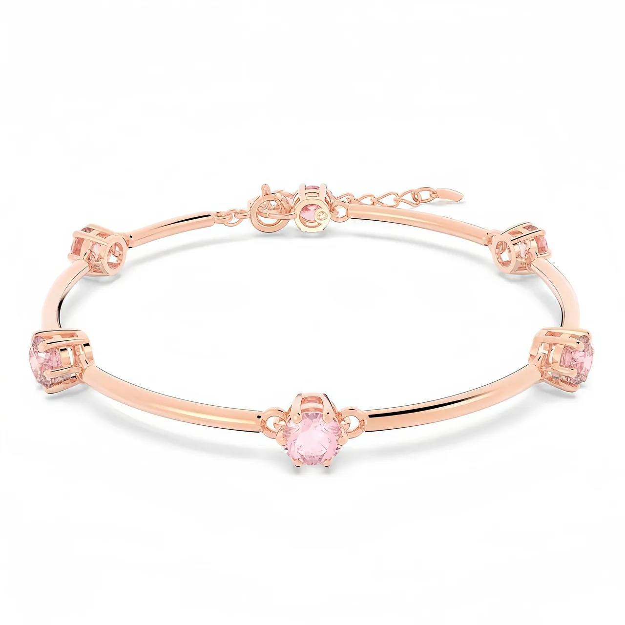 Gold Pink Multi-Stone Cascade Round Bezel-Set Gems Earrings 20