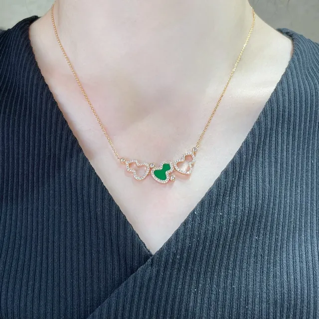 Gold Red Chain Pavé-Set Heart Outlines Necklace 8