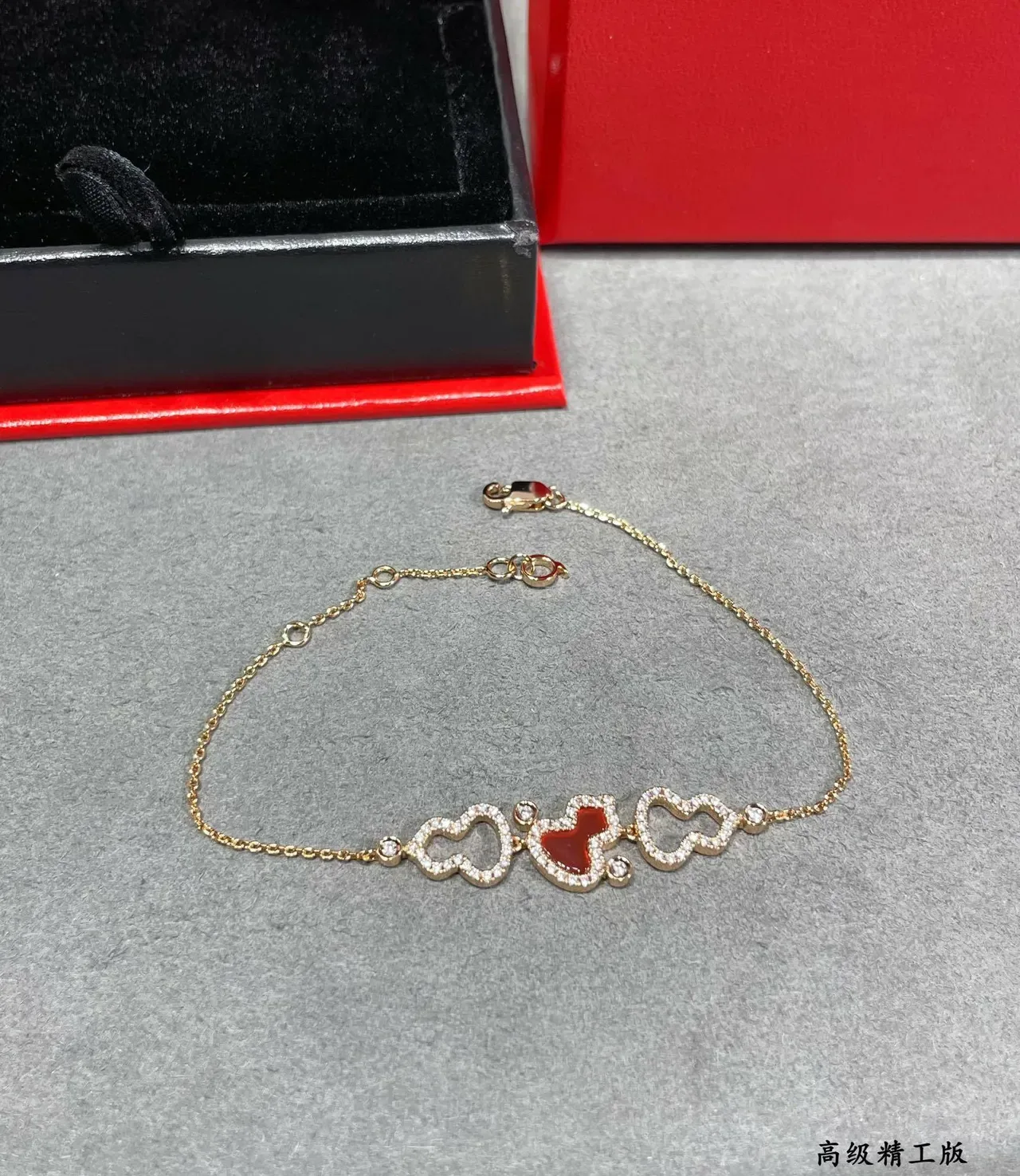 Gold Red Pavé-Set Necklace 6