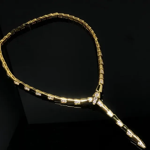 Gold Silver Articulated Segment Chain Pavé-Set Stones Necklace 4