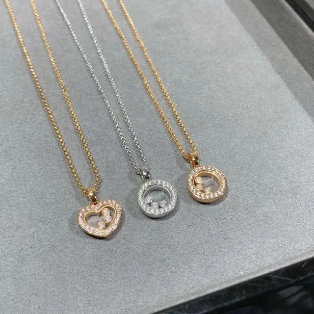 Gold Silver Chains Enamel Floral And Heart Pendants Necklace 3