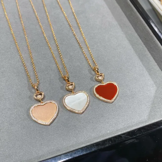 Gold Silver Chains Enamel Floral And Heart Pendants Necklace 6