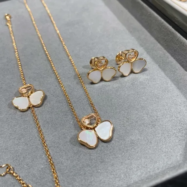 Gold Silver Chains Enamel Floral And Heart Pendants Necklace 7