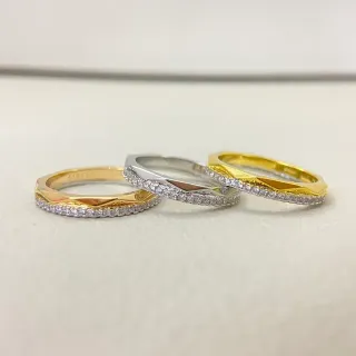 Gold Silver Faceted Band Pavé-Set Stones Ring