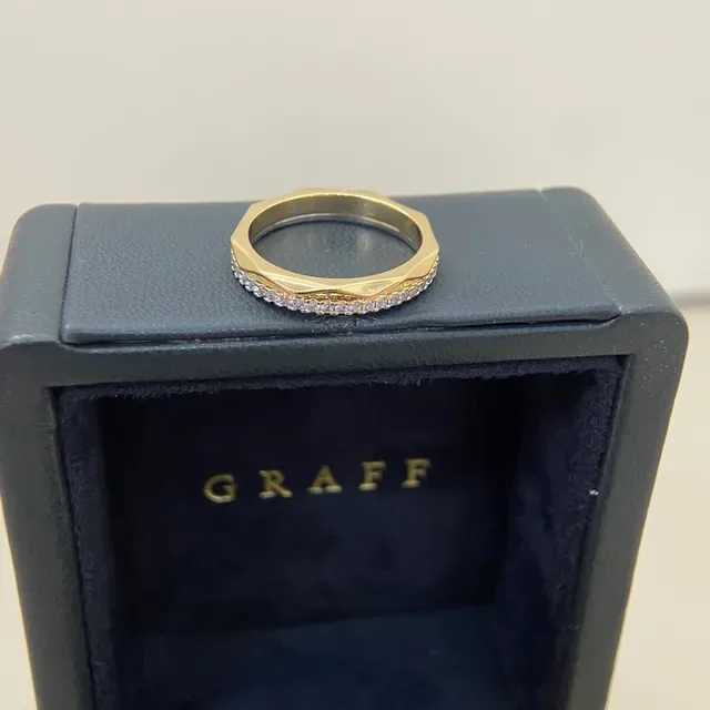 Gold Silver Faceted Band Pavé-Set Stones Ring 2